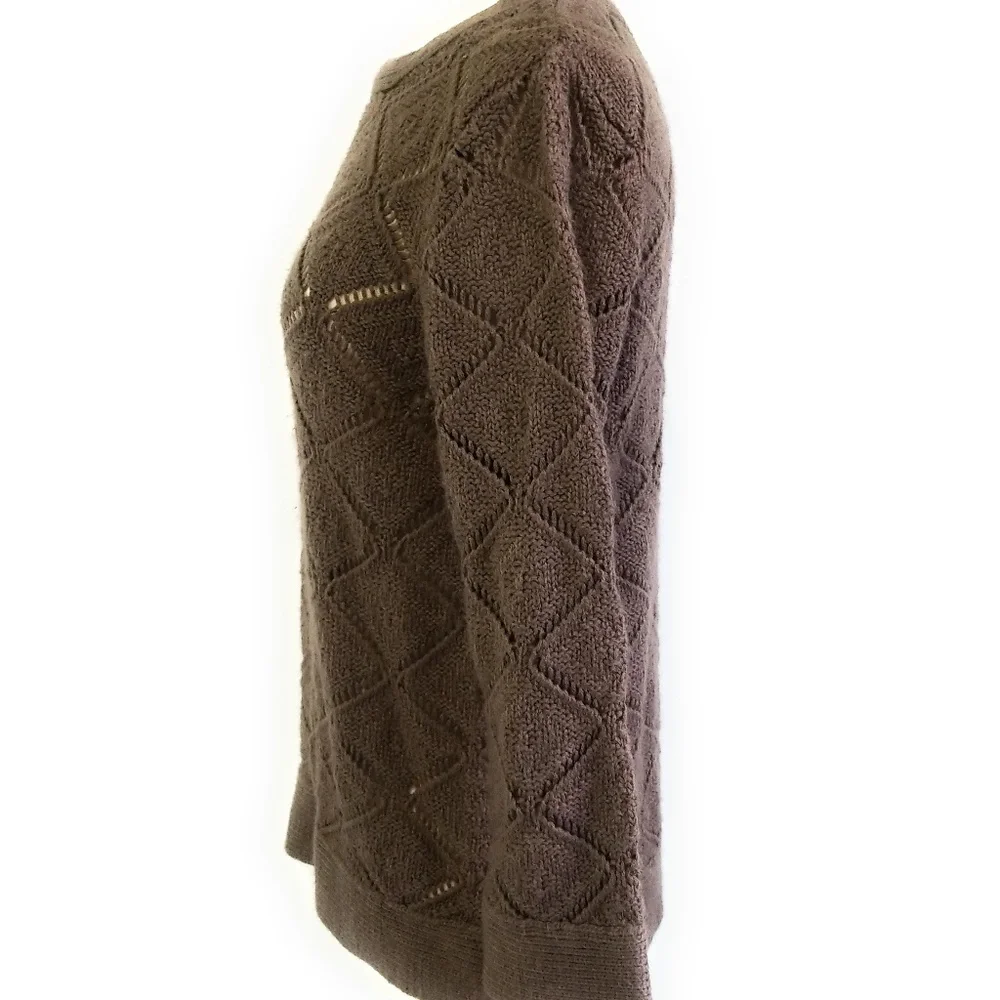 MISSGUIDED Brown 3/4 Sleeve Open Knit Sweater M - Picture 2 of 8
